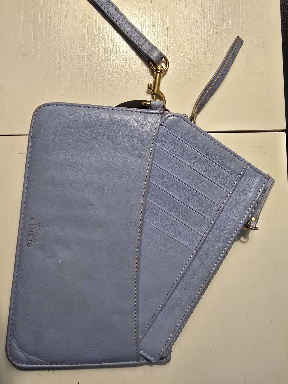 Vince Camuto Pale Blue Leather Wristlet with Card Slots